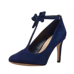 Nine West Navy Blue Suede Heels with Bows Women’s Size 8.5